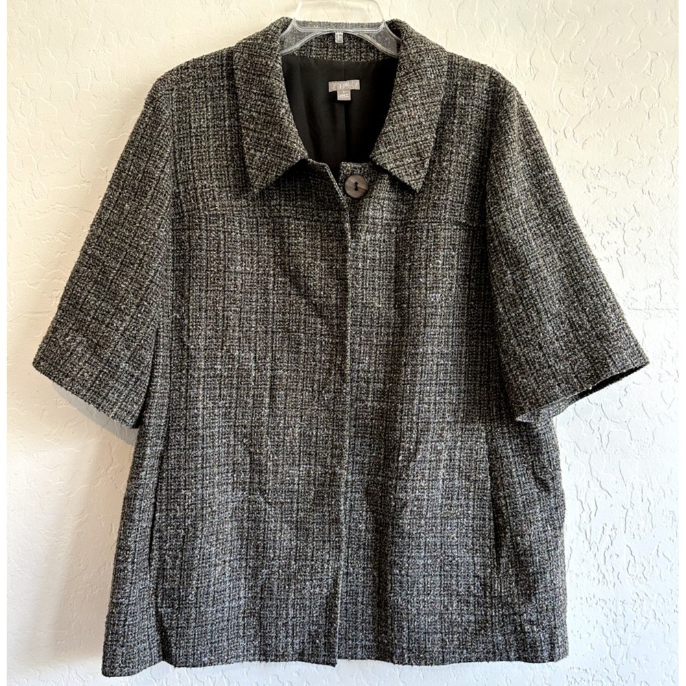 Talbots Grey Tweed Short-Sleeve Coat Jacket